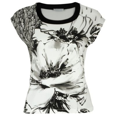 Petite Ivory Printed Jersey Top