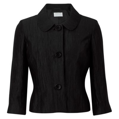 Petite Black Crinkle Linen Jacket