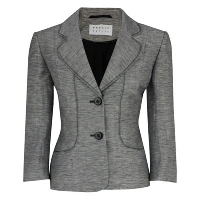 Petite Grey Melange Linen Jacket