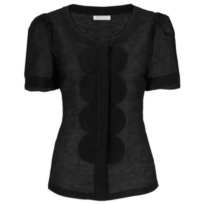 Petite Black Silk Linen Blouse