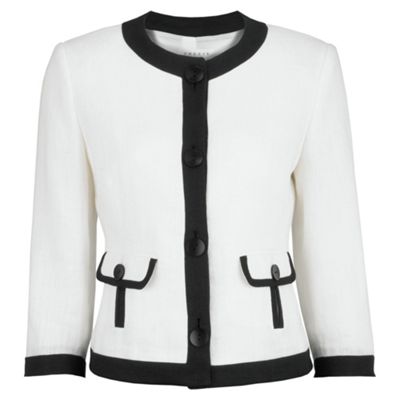 Ivory Black Trim Linen Jacket