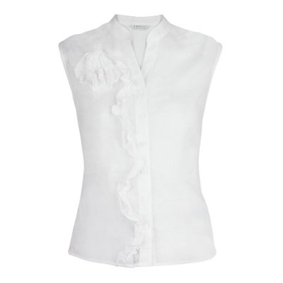 White Corsage Frill Blouse