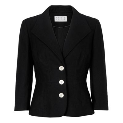 Precis Petite Petite Black Diamond Collar Linen Jacket