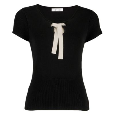 Petite Black Eyelet Knitted Top