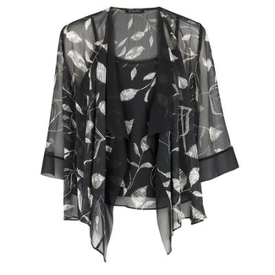 Jacques Vert Leaf Print Waterfall Overblouse and Cami