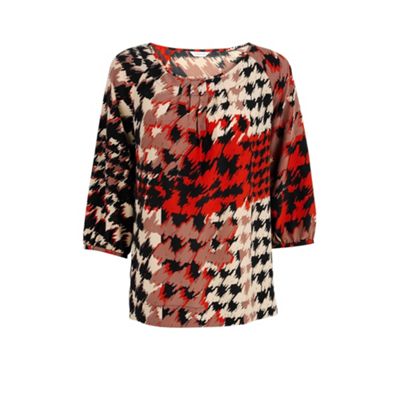 Windsmoor Red Smudge Dogtooth Blouse
