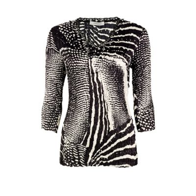 Monochrome Abstract Print Crinkle Blouse