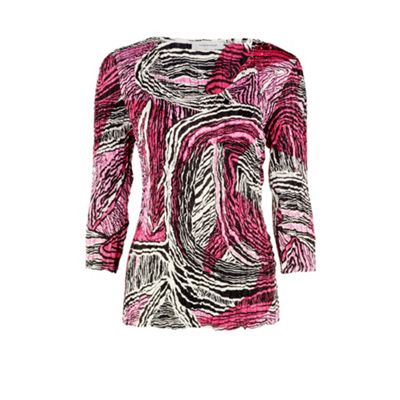 Pink Abstract Print Crinkle Blouse