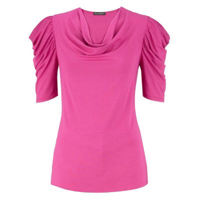 Planet Pink Ruched Sleeve Top