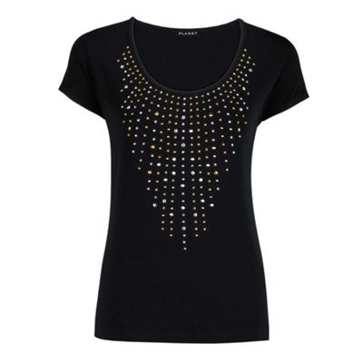 Black Stud Front Jersey Top