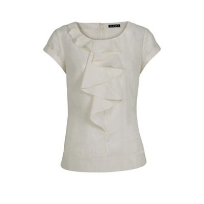 Planet Cream Frill Front Blouse