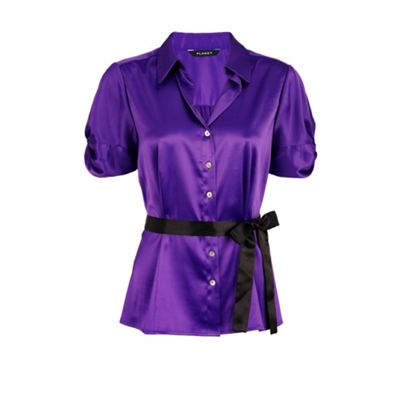 Planet Purple Satin Belted Blouse