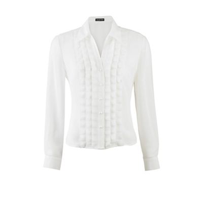 Petite Ivory Frill Front Blouse