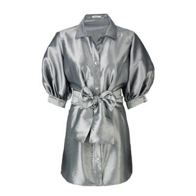 Petite Silver Belted Tunic Blouse