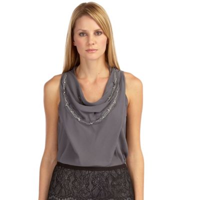 Planet Slate Chain Silk Blouse