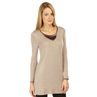 Light Taupe Knit Tunic Dress