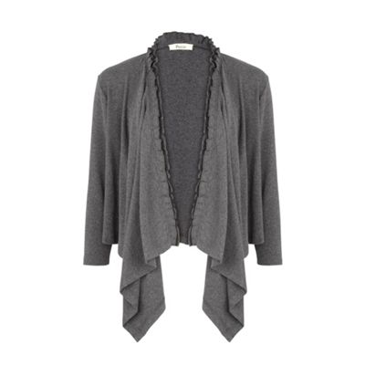 Petite Grey Marl Frill Rib Cardigan