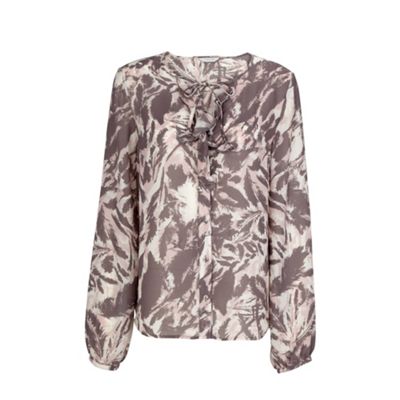 Windsmoor Feather Print Ruffle Blouse