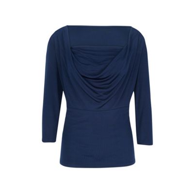 Navy Cowl Neck Jersey Top