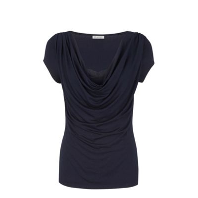Navy Lace Trim Jersey Top