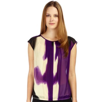 Planet Purple Smudge Print Pleat Blouse