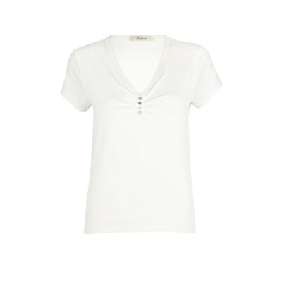 Ivory Bobble Trim Jersey Top