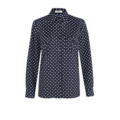 Precis Petite Navy Spot Print Blouse