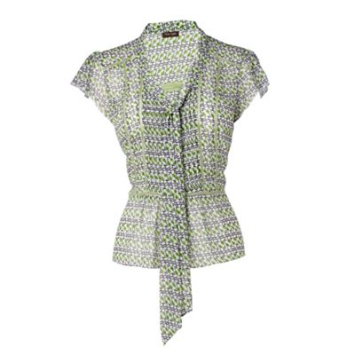 Phase Eight Green Flower Tie Blouse