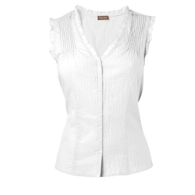 Phase Eight White Plain Pintuck Blouse