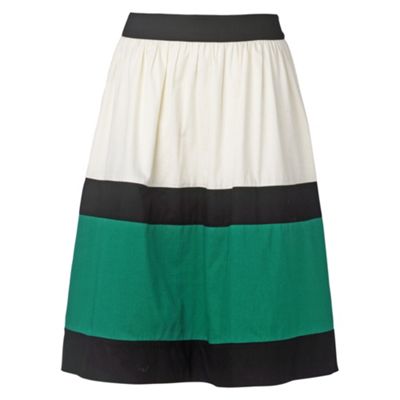 Green And White Colour Block Skirt