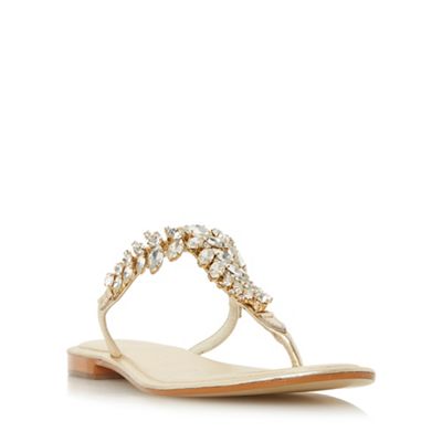 dune gold sandals flat
