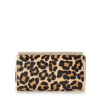 dune leopard clutch bag