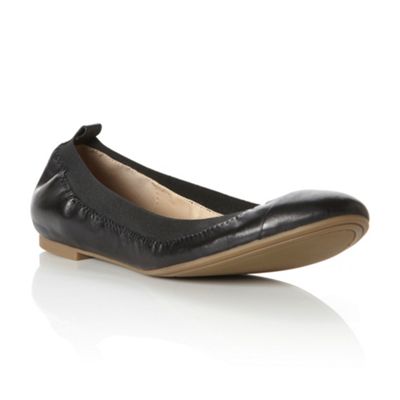 Black leather 'marilla' elasticated toe cap leather ballerina
