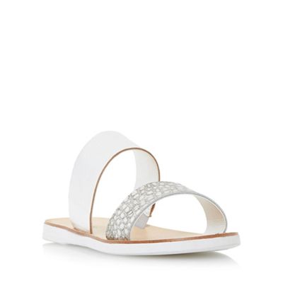 dune silver flat sandals
