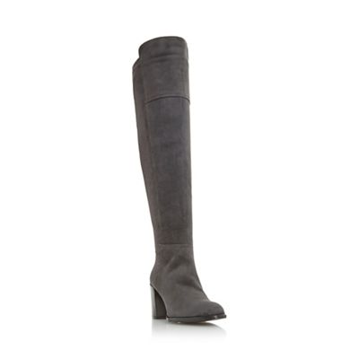 dune grey knee high boots