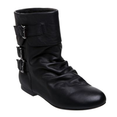 Black Triple Buckle Ankle Boot