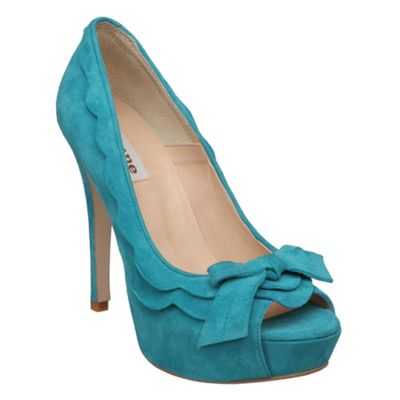 Turquoise Cilla D Scalloped Edge Court Shoe With Bow Trim