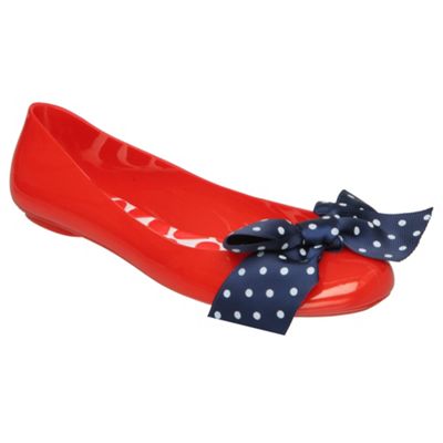 Red Maddy H Fabric Bow Jelly Ballerina