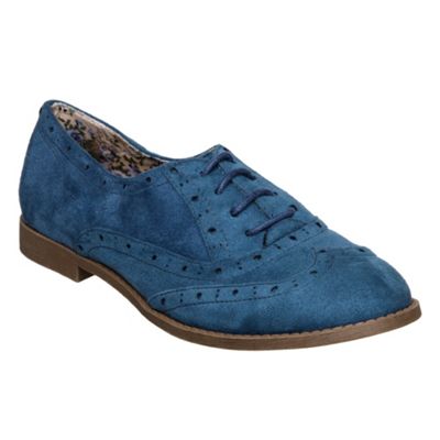 Blue Casual Lace Up Brogue