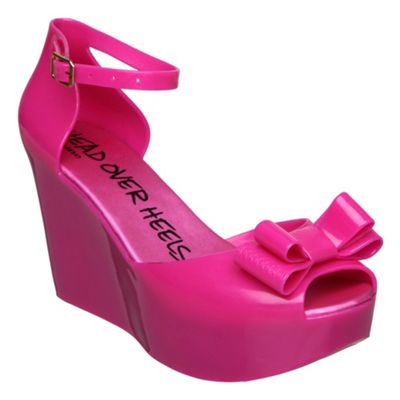 Fuschia Bow Vamp Wedge Jelly