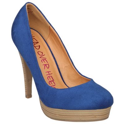Blue C0Urt With Stacked Heel
