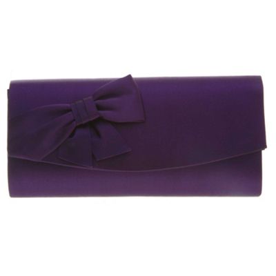 Purple bow feature clutch bag