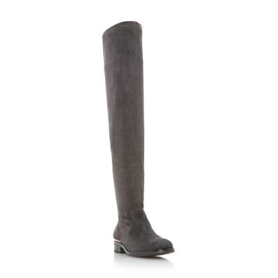 dune grey knee high boots