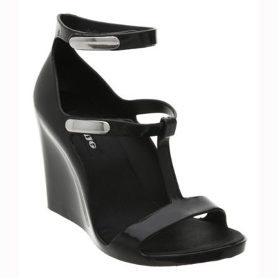 T-Bar ankle strap jelly wedge sandal