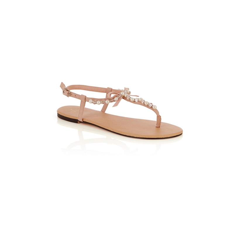 Oasis - Pale Pink Pearl Bow Toe Posts Sandals Review