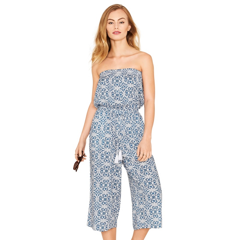 Oasis - Multi Blue 'Apollonia' Bardot Jumpsuit Review