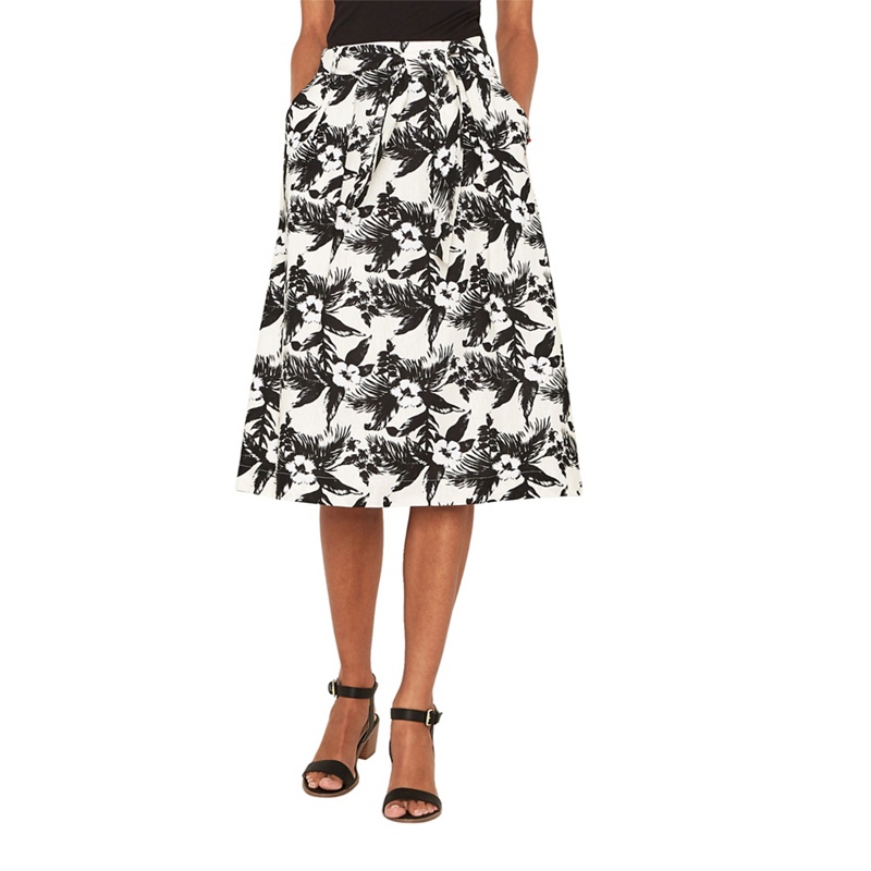 Oasis - Off White Havana Tropical Midi Skirt Review