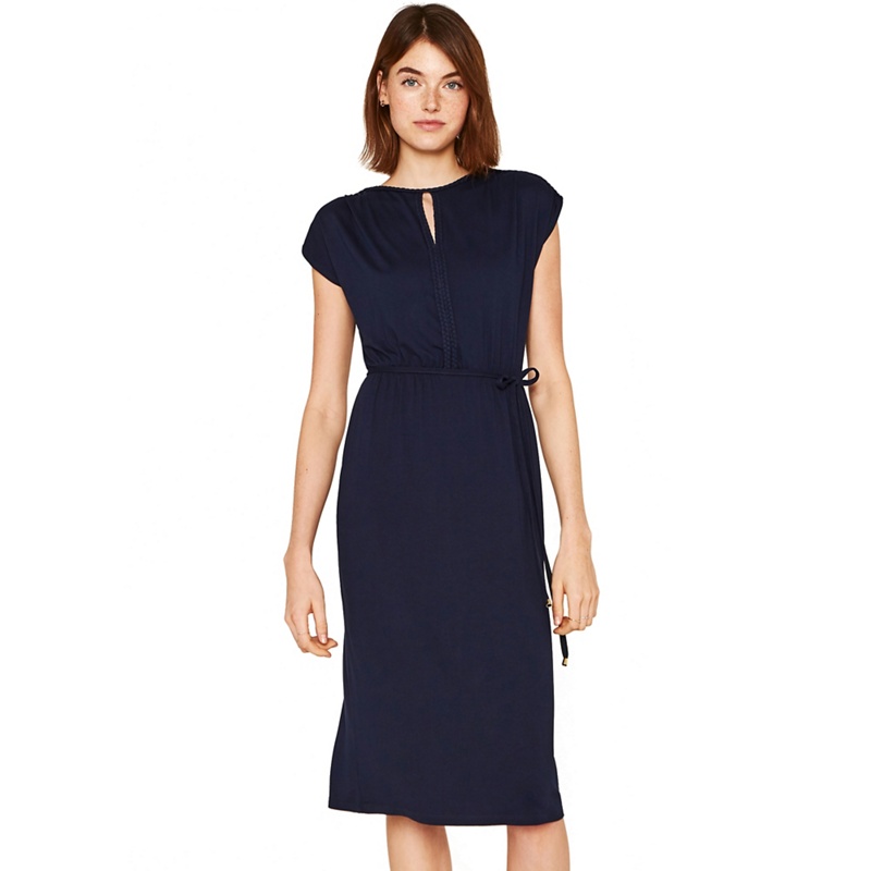 Oasis - Navy Plait Trim Midi Dress Review