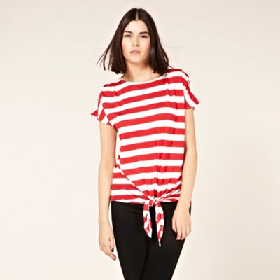 bold stripe tie front t-shirt