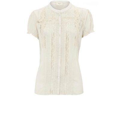 Oasis Cream crochet trim blouse